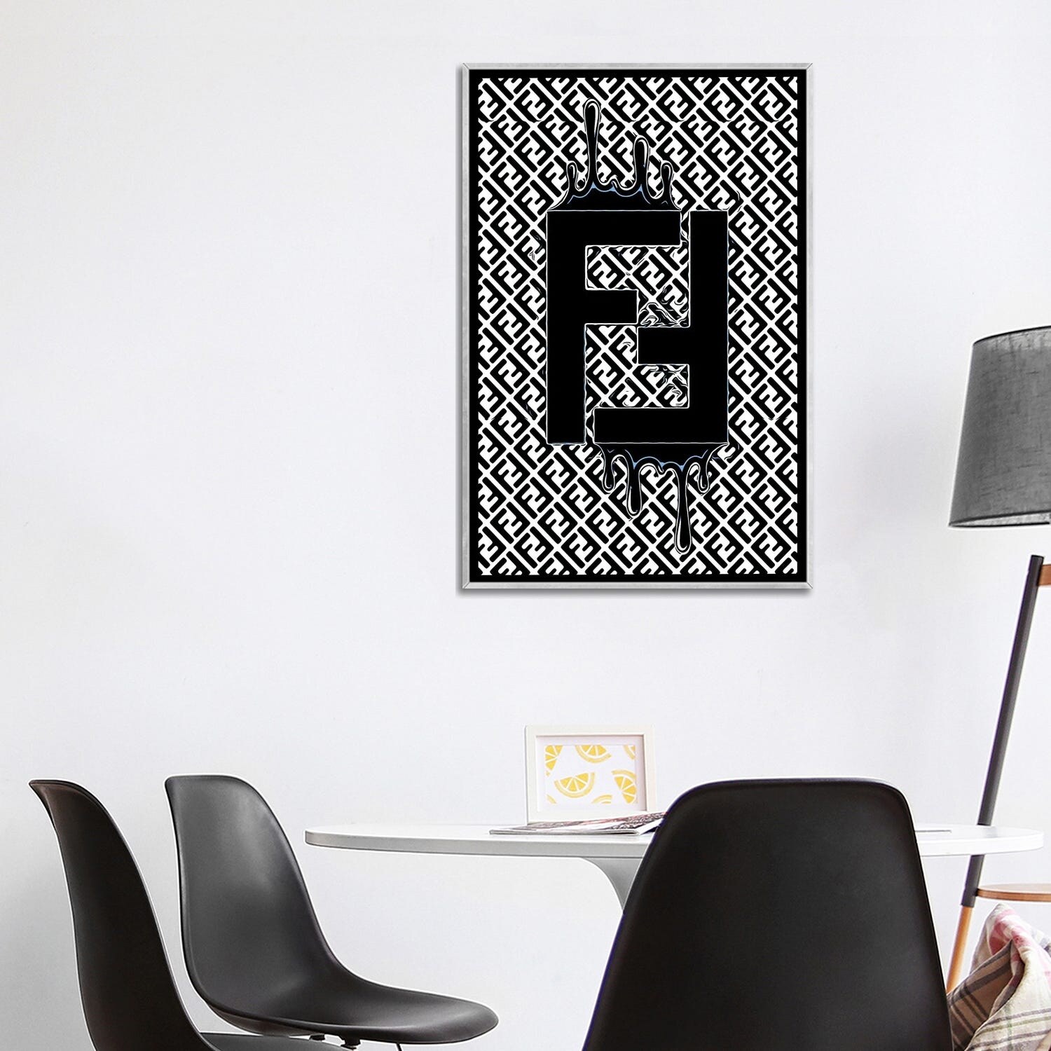 Framed Canvas Art - Fendi Logo Design by Julie Schreiber ( Fashion > Fendi art) - 40x26 in