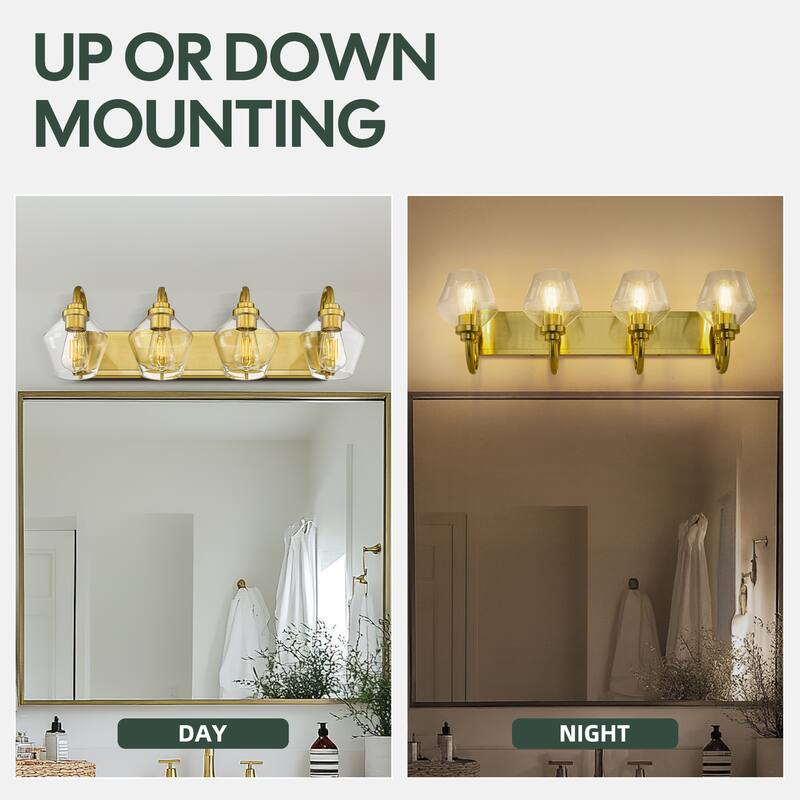 Modern 3/4-Light Bathroom Vanity Light in Black/Gold Finish