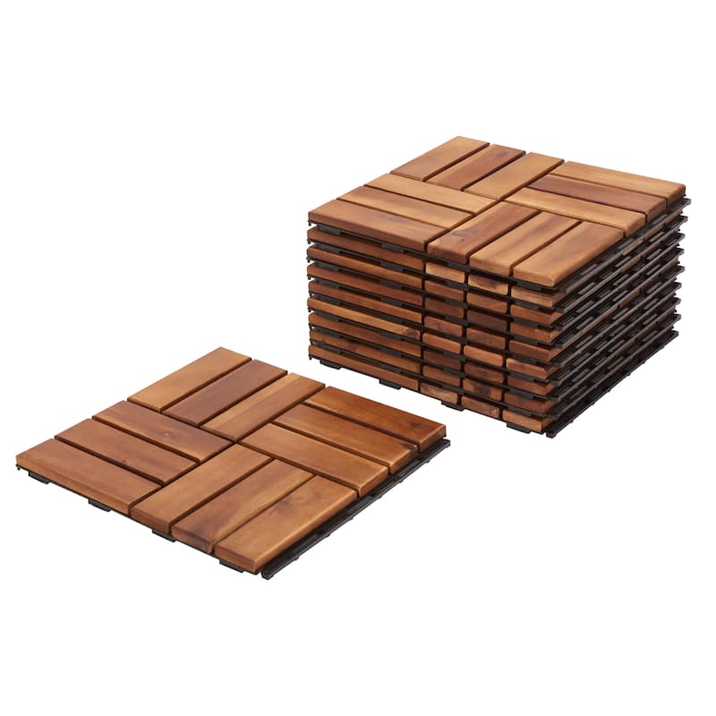 SAFAVIEH Outdoor Silve Wooden Floor Tile (10 Pack) - 12" W x 12" D x 1" H - 12Wx12Dx1H