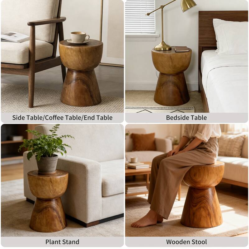 Teak Wood Multi-Use Coffee Table Accent Side Table Stool