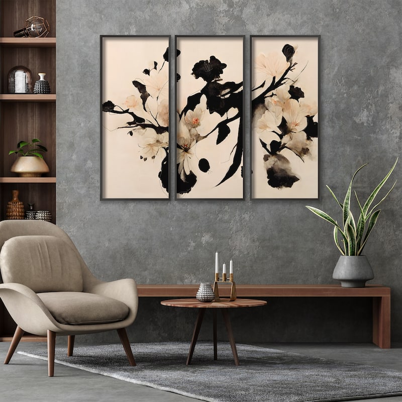 "Cherry Blossom Branch" Framed 3-Piece Wall Art Set by Treechild