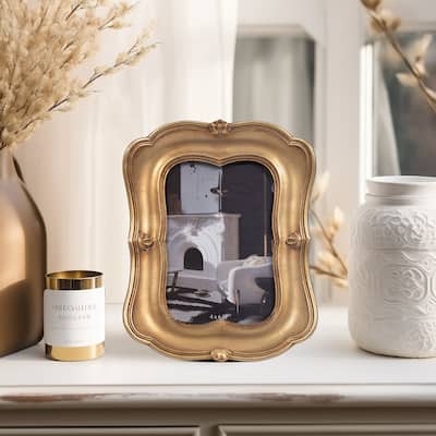 Sagebrook Home 4x6 Vintage Gold Photo Frame, Polyresin and Glass