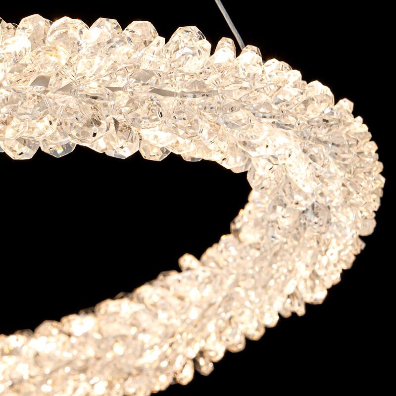 Modern Gold Crystal LED Chandelier, Dimmable Ring Light