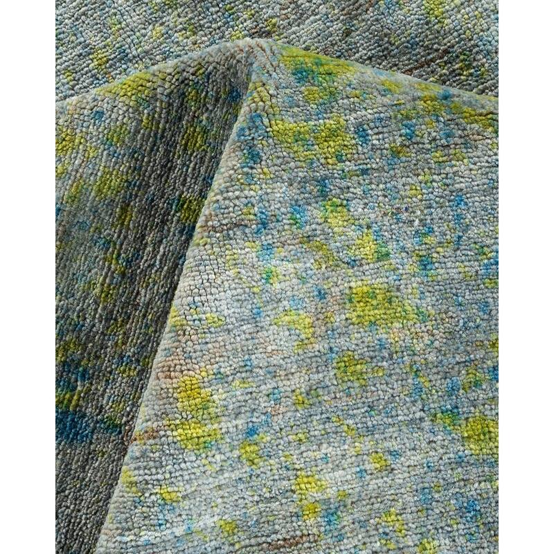 Overton Hand Knotted Wool Vintage Inspired Modern Contemporary Overdyed Gray Square Area Rug - 9' 0" x 9' 4"