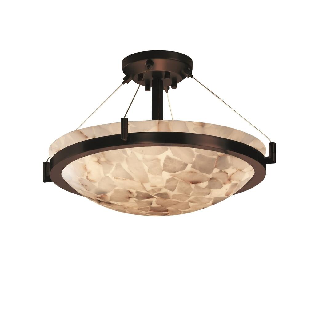 Justice Design Alabaster Rocks Ring 3-light Dark Bronze Round Bowl Semi ...