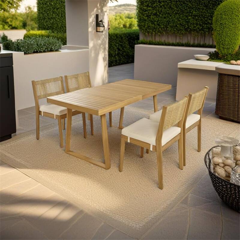 Multi-person Outdoor Acacia Wood Dining Table and Chair Set