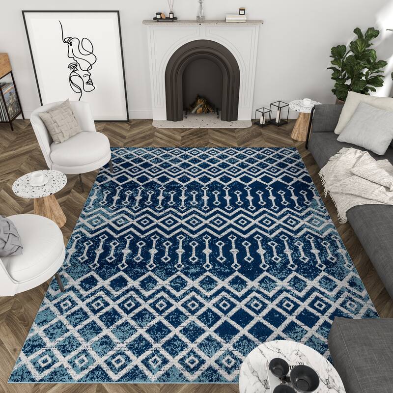 Gematria Moroccan Geometric Indoor Area Rug