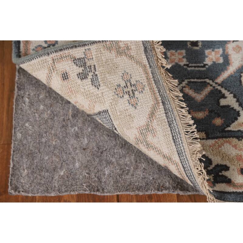 All-Over Blue Oushak Indian Runner Rug Hand-knotted Wool Carpet - 2'7"x 9'10"
