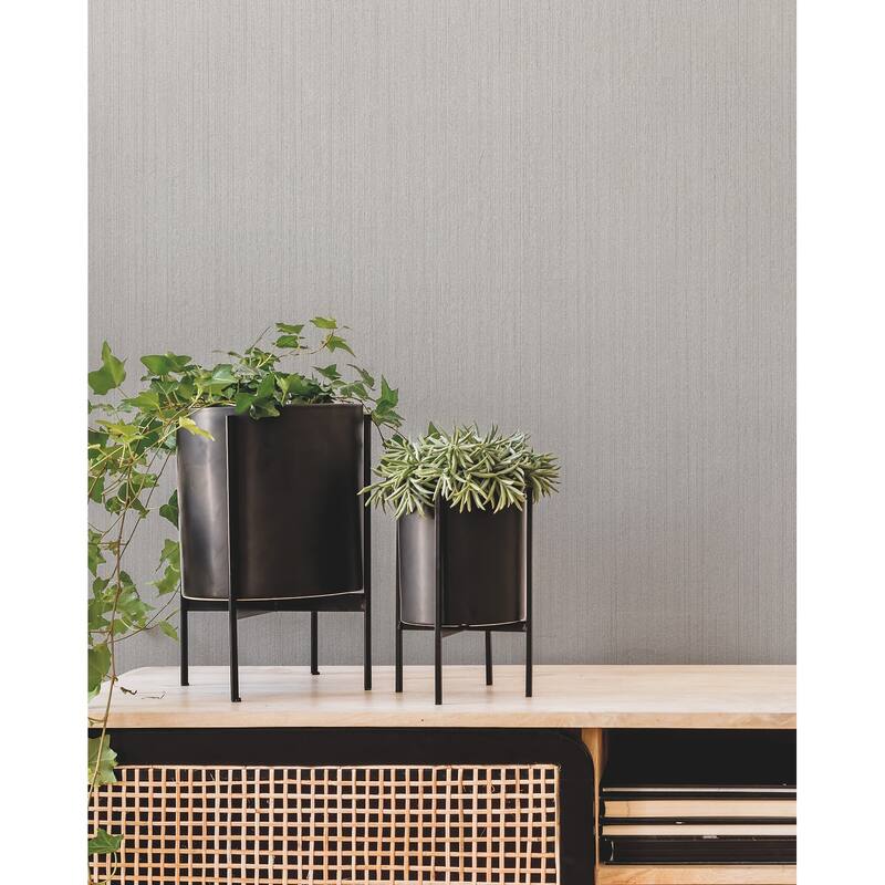 Warner Warren Grey Striated Wallpaper