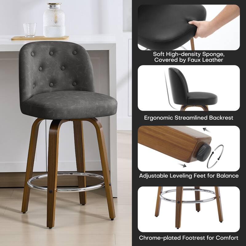 26"/29" Swivel Bar Stools/ Counter Stool with Bentwood Legs