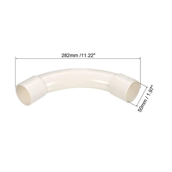 PVC Water Pipe Elbow Fitting 50mm ID 285mm Length Tube Adapter, White