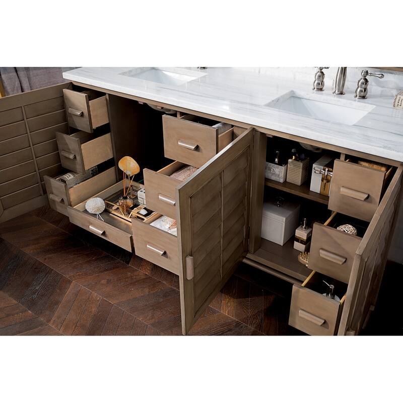 James Martin Vanities Portland 72" Double Vanity, Whitewashed Walnut