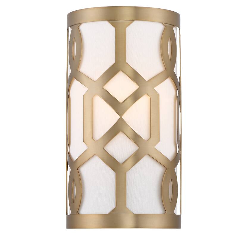 Libby Langdon for Crystorama Jennings 1 Light Aged Brass Sconce - 6.5'' W x 12'' H x 4'' D - 6.5'' W x 12'' H x 4'' D