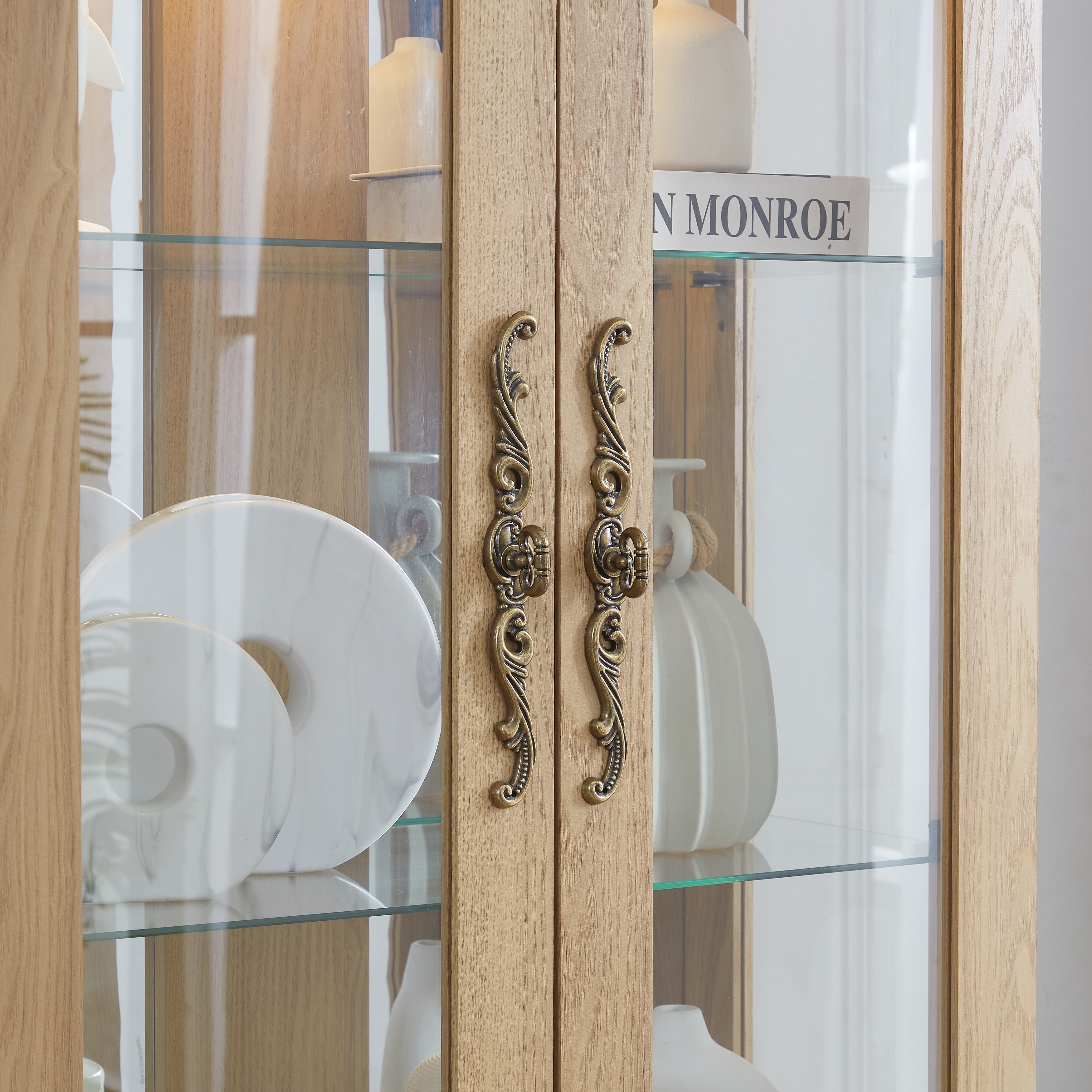 【限定特価】 Curio Glass Lighted Display Shelves Adjustable Cabinet, コレクション