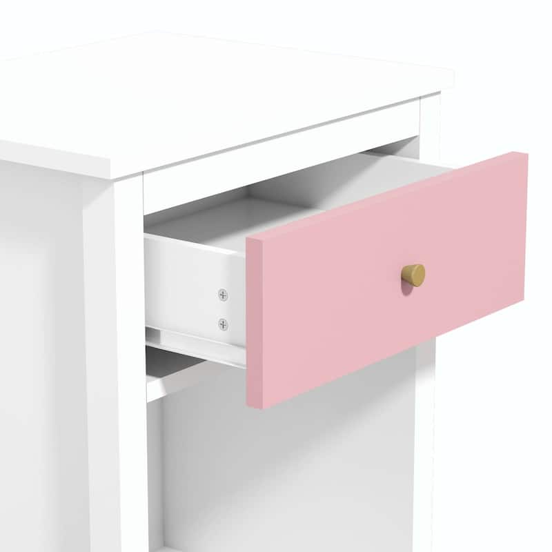 26.77''H Wooden Nightstand with Drawer and Shelf for Bedroom