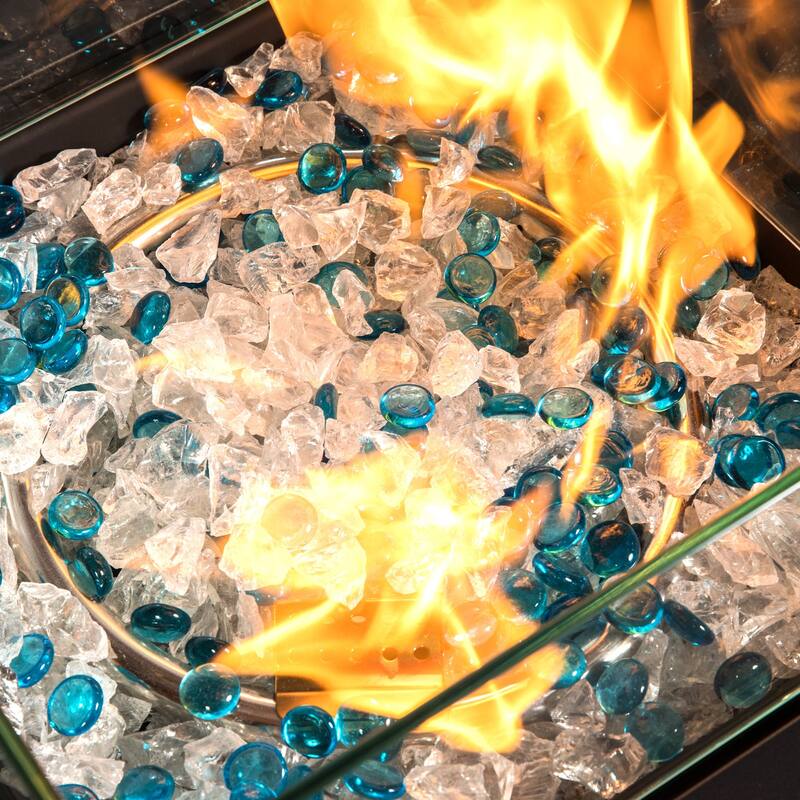 Square Steel Tabletop Outdoor Fire Pit Table with Lid