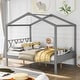 preview thumbnail 13 of 36, Full Size House Bed with Storage Space & Roof Full - Gray
