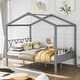 preview thumbnail 26 of 36, Full Size Wood House Bed with Storage Space and Roof Full - Gray