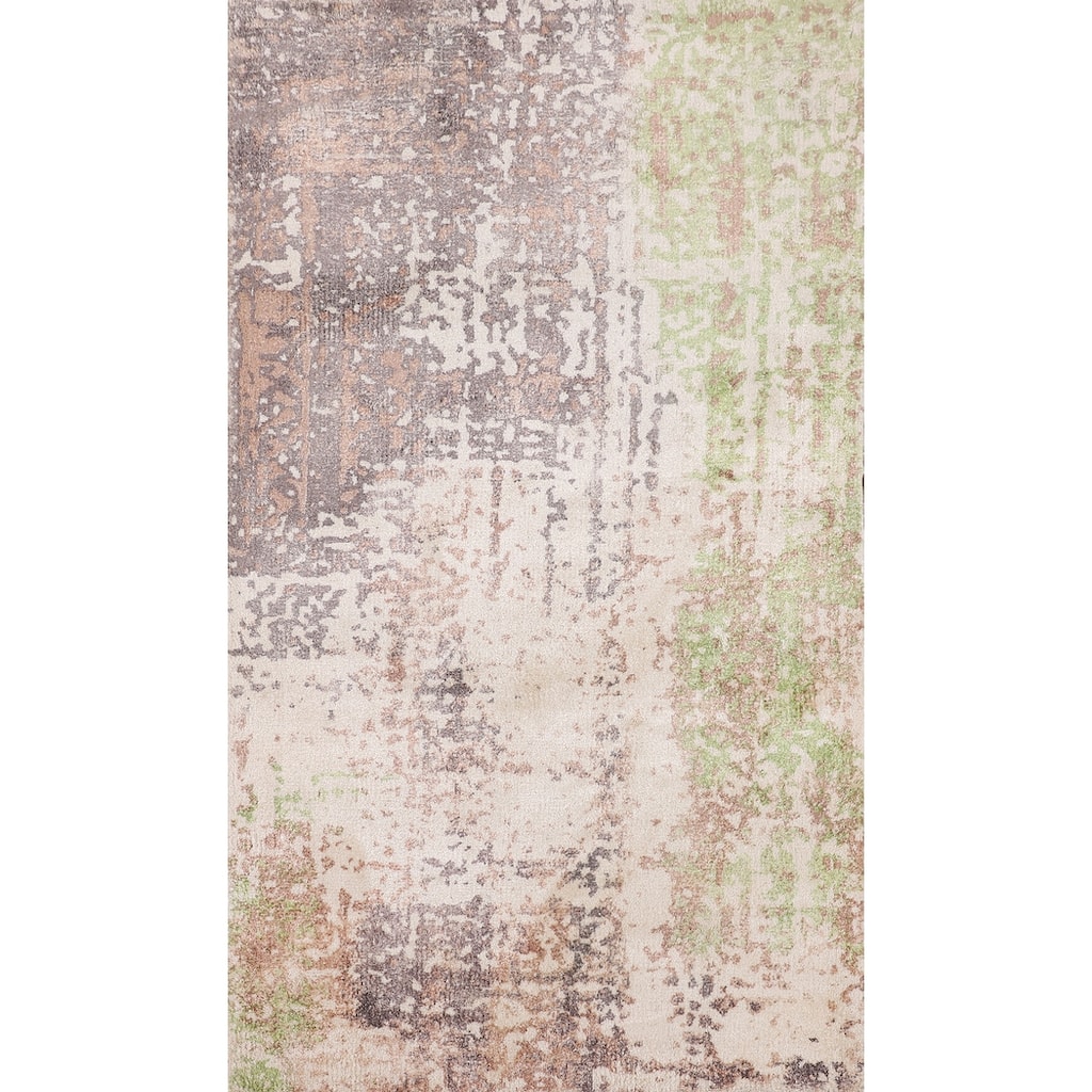 Multicolor Abstract Foyer Rug Hand-Knotted Contemporary Wool Carpet - 2'9"x 4'11"
