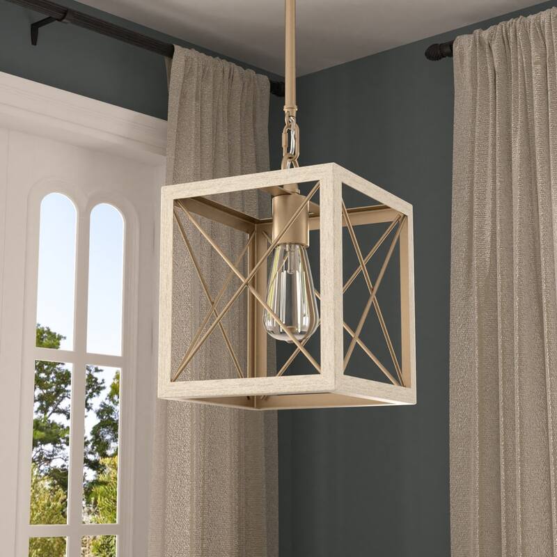 Acroma 1-light Farmhouse Rustic Rectangle Kitchen Island Pendant Light - 8 inches