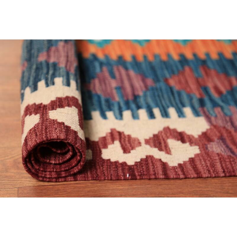 Geometric Kilim Oriental Large Rug Flatweave Wool Carpet - 10'5"x 16'2"