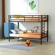 preview thumbnail 1 of 7, Black Metal Twin over Twin Bunk Bed with Removable Ladder - Full-Length Guardrails Black