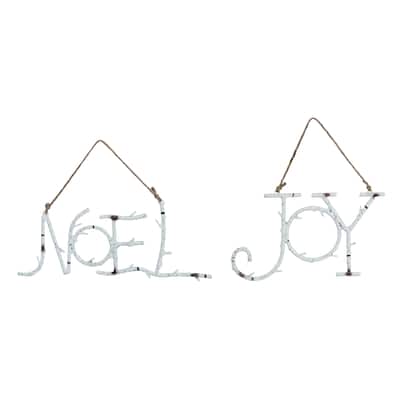 Transpac Metal Rustic Joy/Noel Ornament Set of 2 Christmas Home Decorations