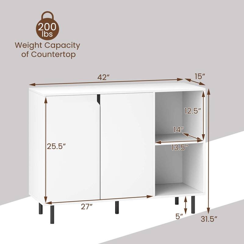 Costway Kitchen Sideboard Buffet with Adjustable Shelves 2 Doors - See Details