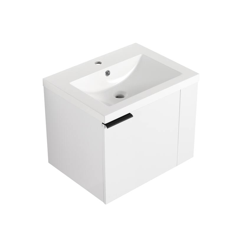 Plywood Wall-Mounted Bathroom Vanity with Integrated Resin Sink