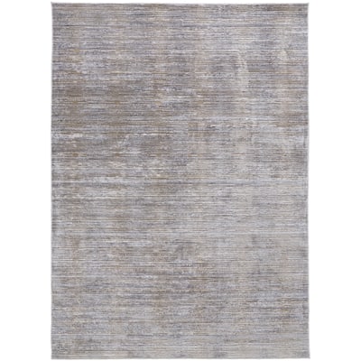 Corben Distressed Striated Rug, Gray/Brown/Blue, Area Rug