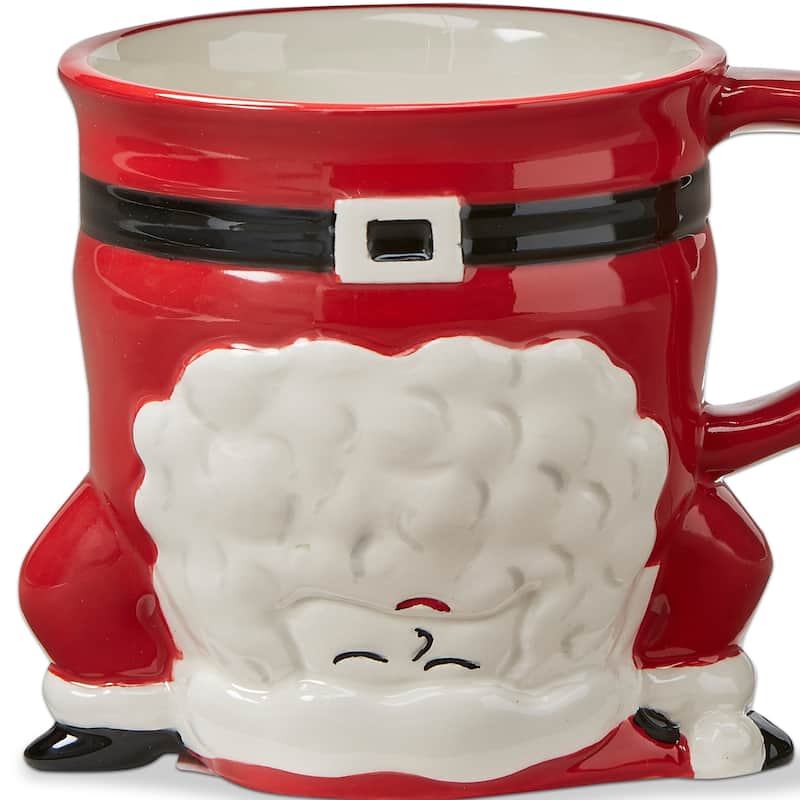 Hand Stand Santa Stoneware Mug Coffee & Tea Mug Christmas Xmas Holiday, 16 oz.