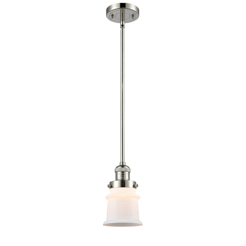 Innovations Lighting Franklin Restoration Canton - 1 Light 5" Stem Hung Mini Pendant - Polished Nickel/Matte White