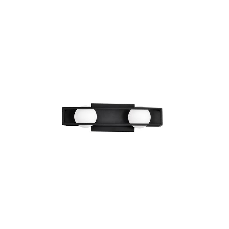 Jenkins 16 Inch 2 Light LED Vanity Matte Black with Frosted Glass