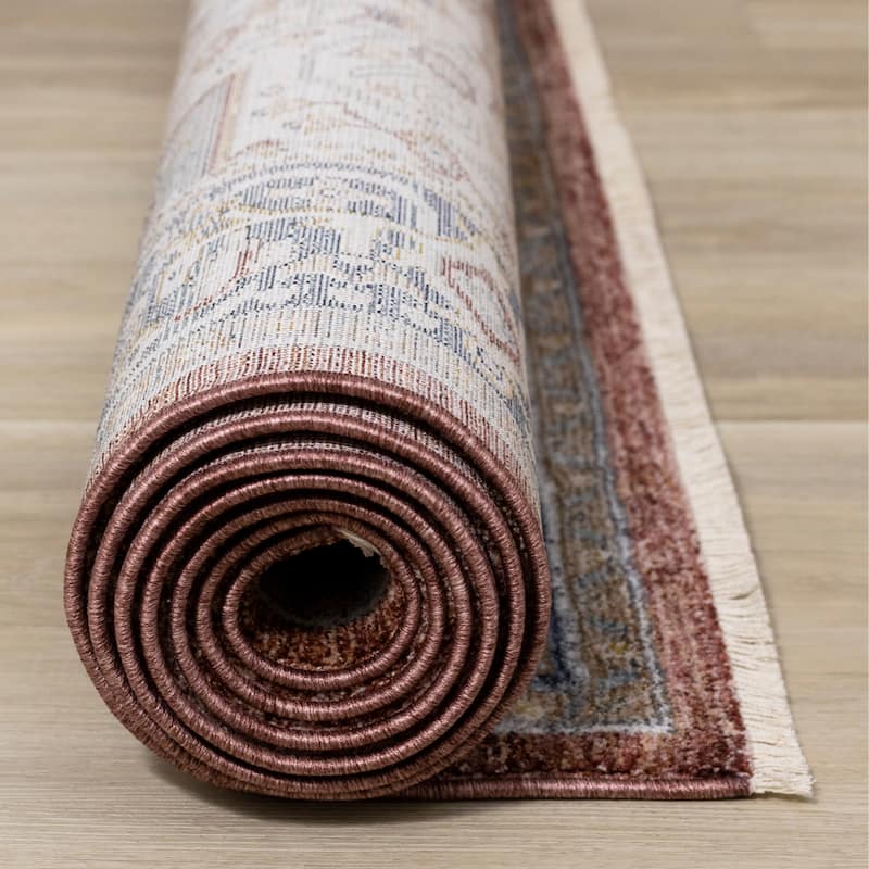 Alpine Rug Co. Red Cream Gold Classic Medallion Area Rug