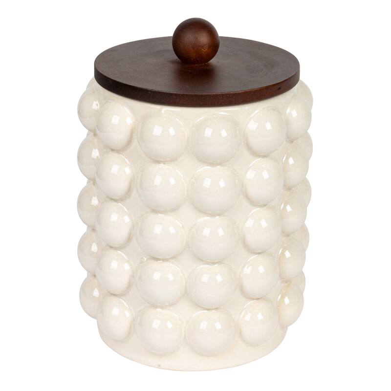 Stoneware Canister with Raised Dots and Lid