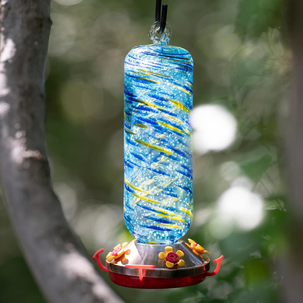 Glow in the Dark Glass Hummingbird Feeder
