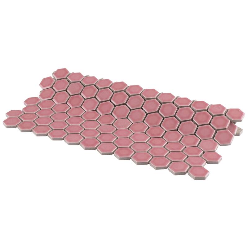 Merola Tile Tribeca 1" Hex Glossy Blush 10-1/4" x 11-7/8" Porcelain Floor and Wall Tile