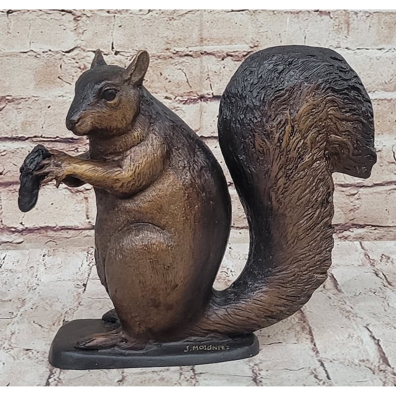 Bronze Metal Squirrel Sculpture Statue Figurine Indoor Outdoor Animal Decor By Moigniez