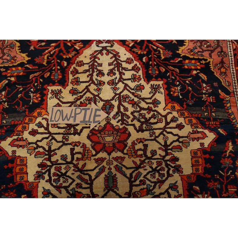 Hand Knotted Oriental 100% Wool Carpet Traditional Floral Navy Blue & Blues Sarouk Area Rug - 6' 2'' X 4' 7''