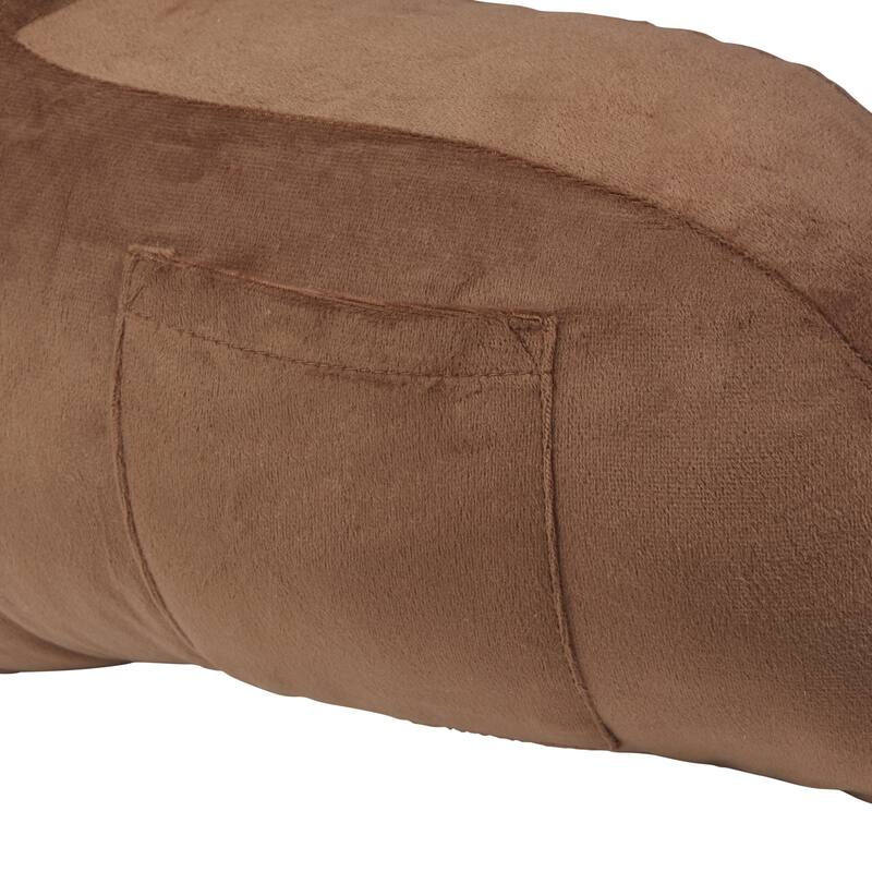 Klear Vu Velour Bed Rest Back Support Pillow with Pocket and Handle