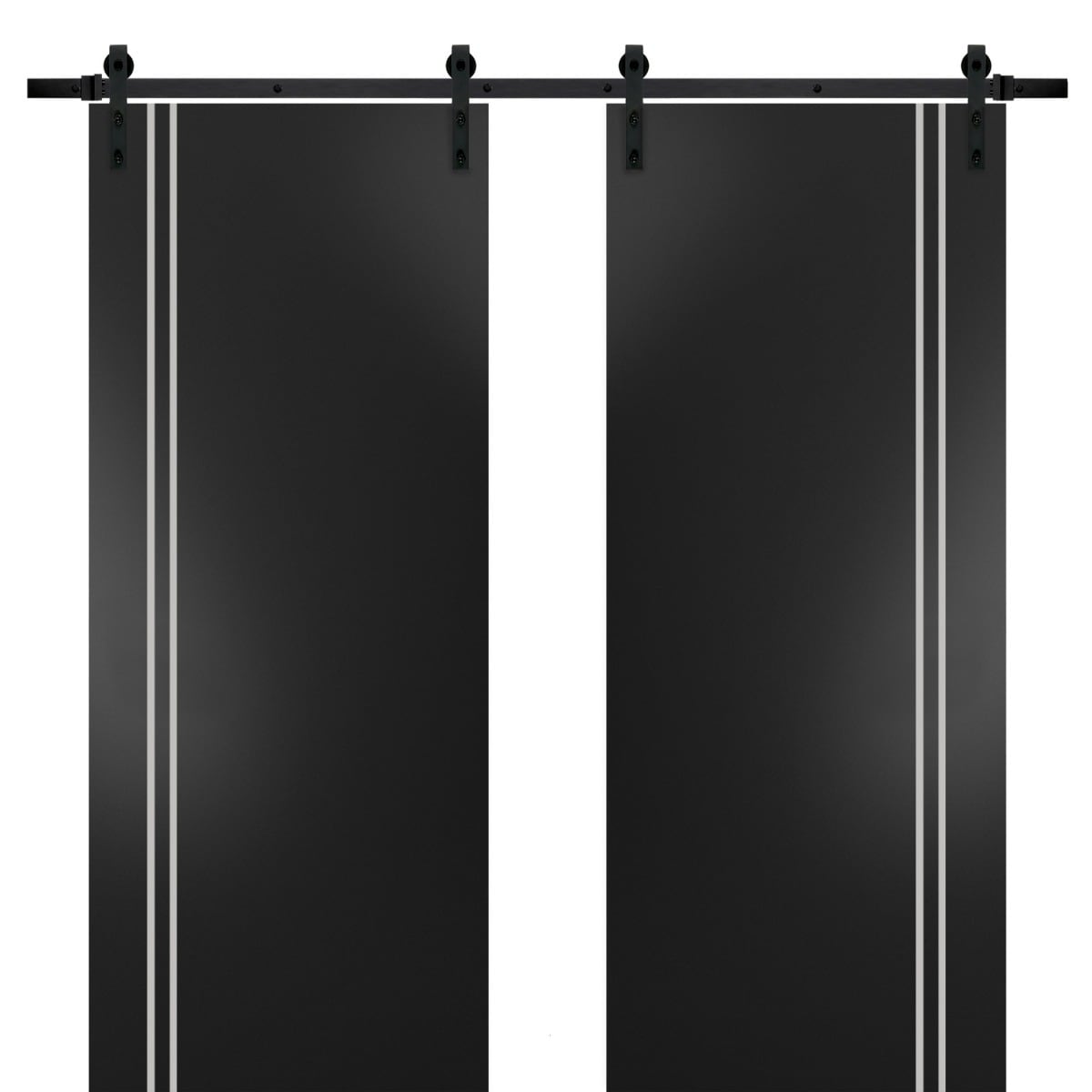 Sturdy Double Barn Door 36 x 80 with Planum 0310 Matte Black with 13FT