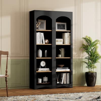 72"Hight Freestanding 5-Tier Bookshelves, Bookcases Set of 2 with Adjustable Shelves