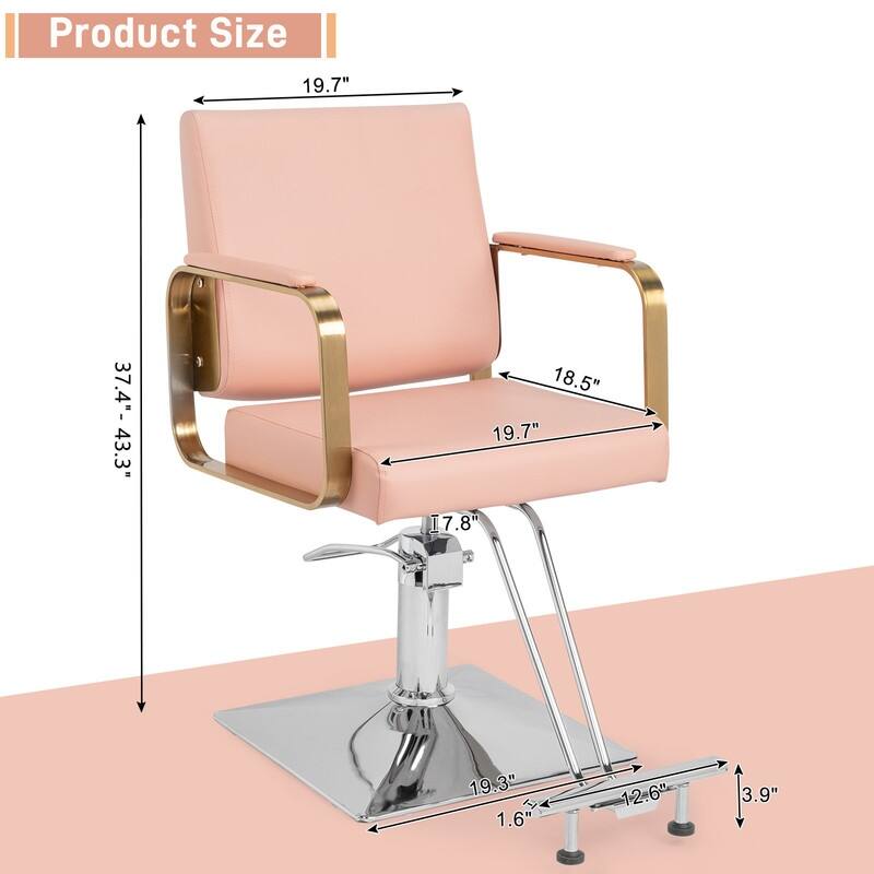 PVC Leather Stainless Steel Armrests Footrests Square Chassis Salon Chair - N/A