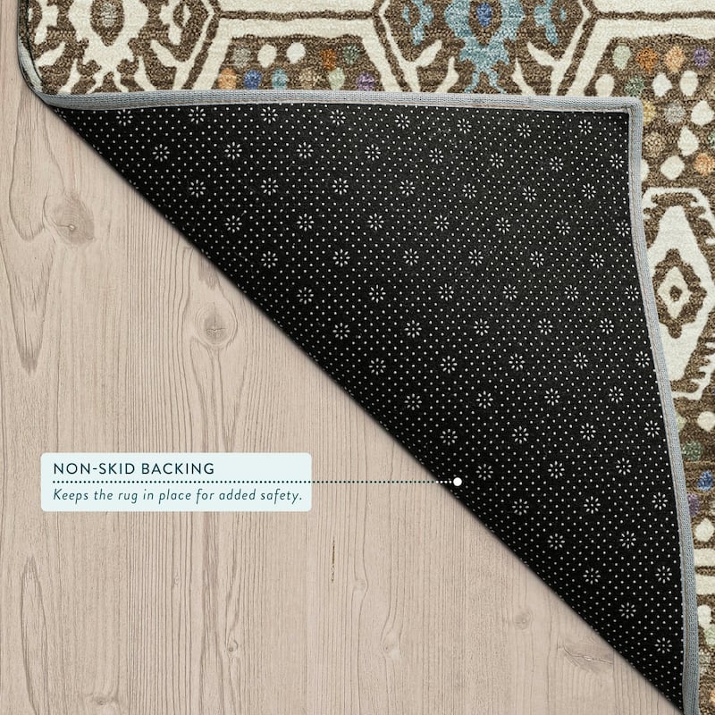 Machine Washable Indoor/ Outdoor Modern Hexi Chantille Rug