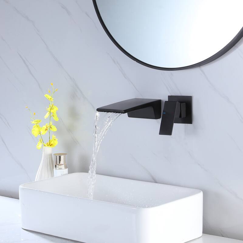 Modland Wall Mounted Bathroom Waterfall Faucet Widespread with 3.7''W Spout