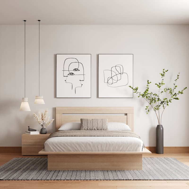 Malibu 3-Piece Bedroom Set with Bed, Headboard, and Nightstand