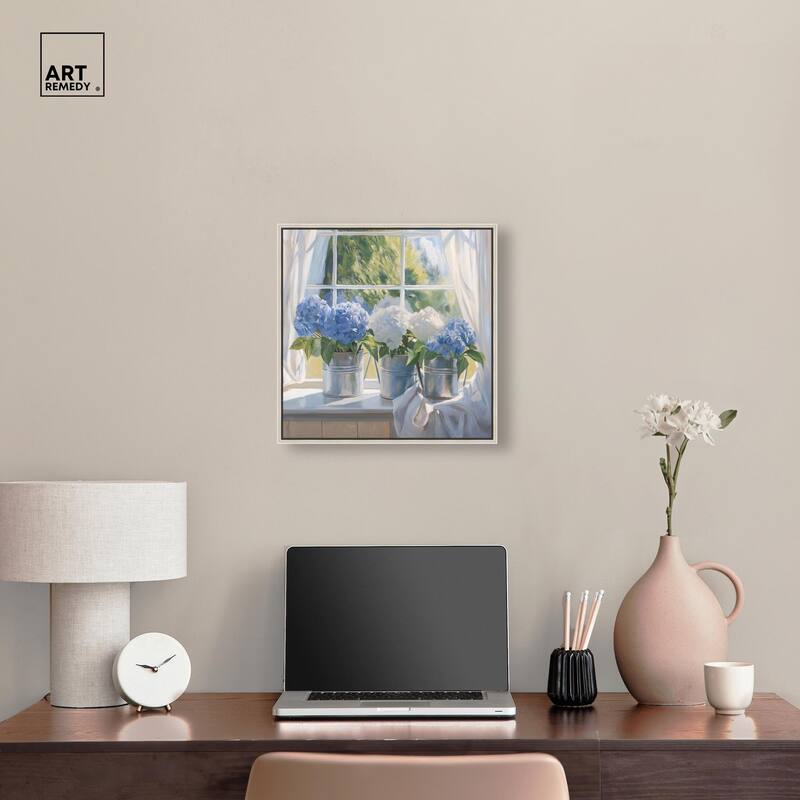 Sunlit Hydrangeas Canvas by Art Remedy