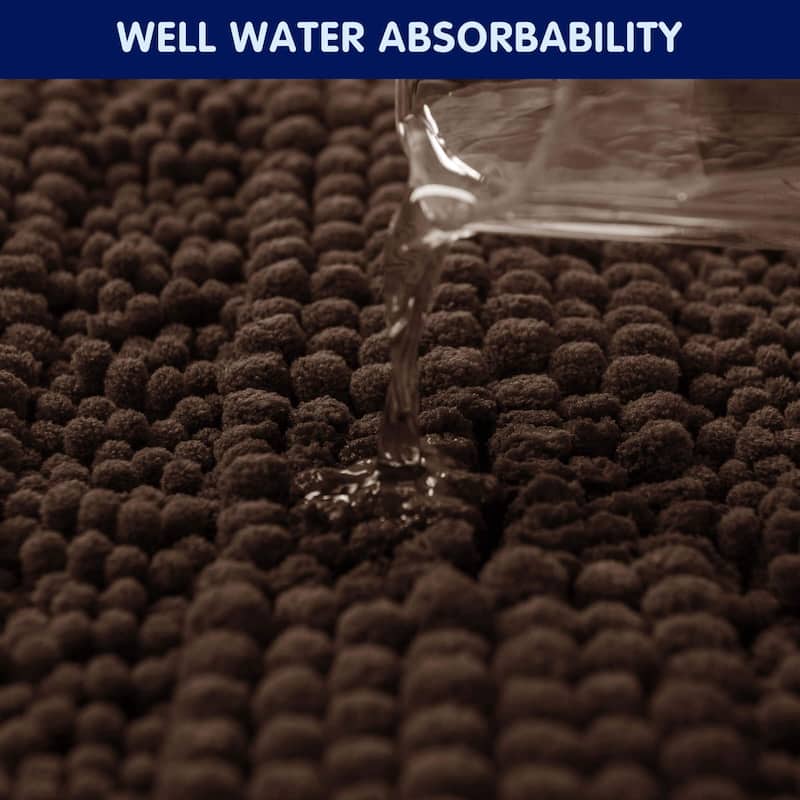 Subrtex Super Soft Absorbent Braided Bathroom Mats Chenille Bath Rugs
