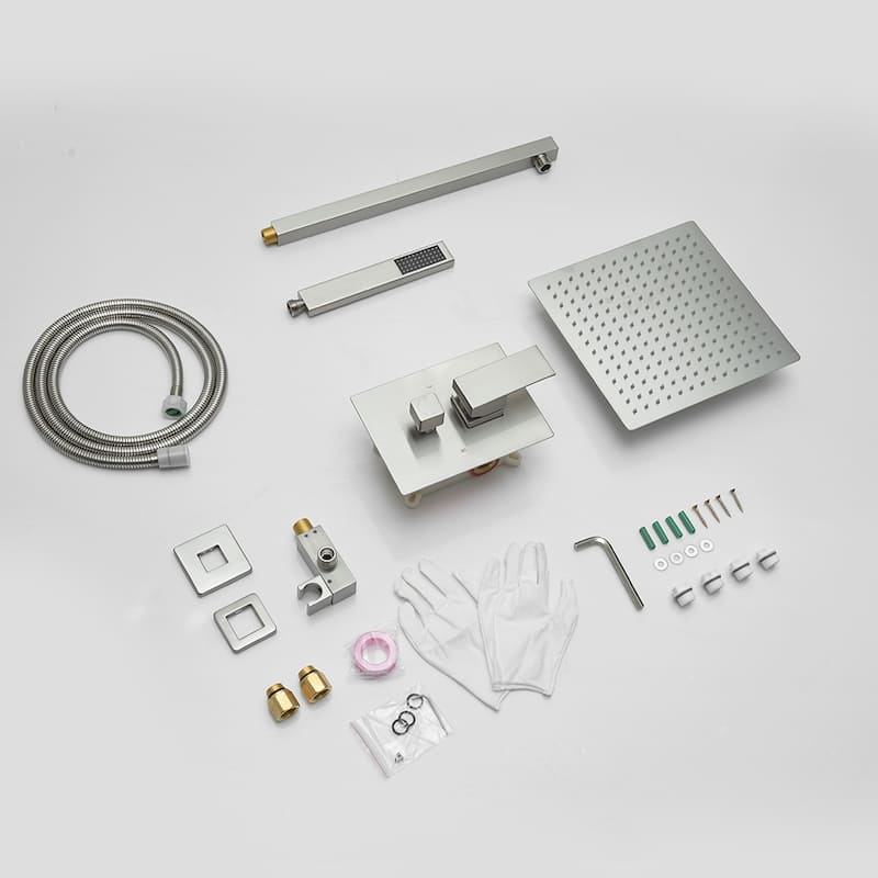 WIZ Wall Mount Rectangle Shower Head with Hand Shower Faucet