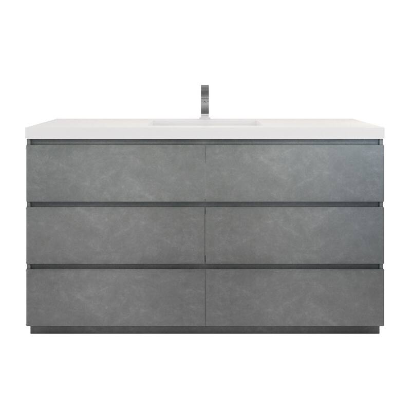 Aron 60'' Freestanding Vanity with Single Reinforced Acrylic Sink - 60'' Width - Cement Gray